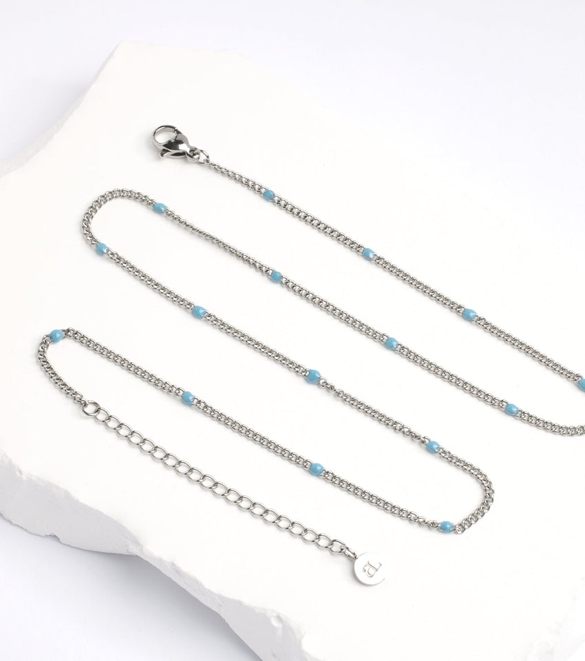 Colorful Sphere Chain Necklace (Silver)