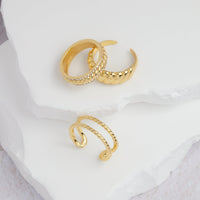 Twisted Band Crystal Ring (Gold)