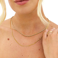 Two Tone Fine Rope Chain Necklace (Gold/Silver)