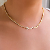 Signature Name Tennis Necklace (Gold)