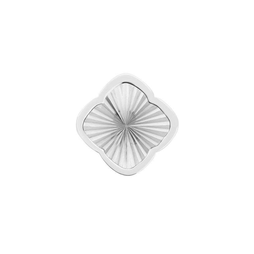 Rosette Textured Clover Charms (Silver) - Plain Clover