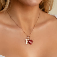 Personalized Initial & Birthstone Necklace (Rose Gold)