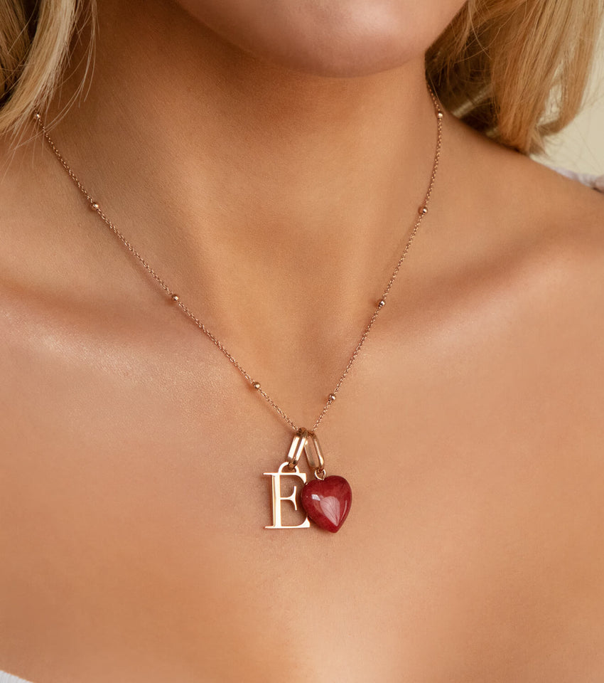 Personalized Initial & Birthstone Necklace (Rose Gold)