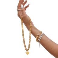 Heart Curb Chain Necklace (Gold)