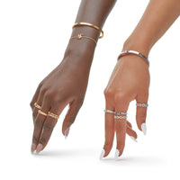 Sterling Silver Crystal Twisted Ring (Gold)