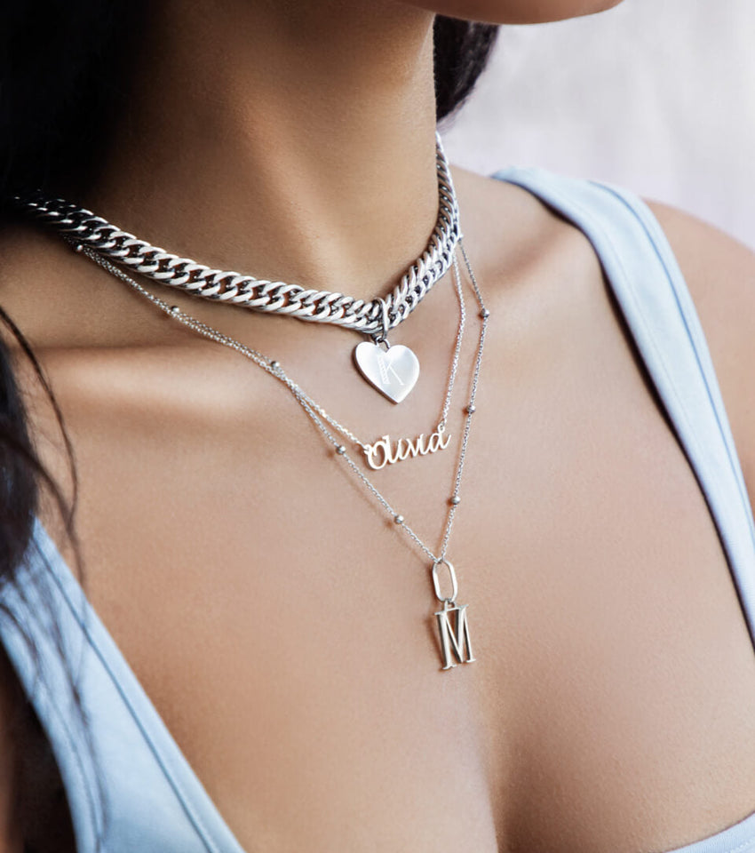 Layered Curb Chain Clasp Closure Necklace