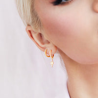 Sterling Silver Mini Starburst Crystal Earrings (Gold)