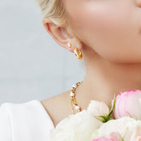Sterling Silver Crystal Stud Earrings (Gold)