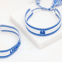 White/Blue Embroidered Name Bracelet