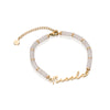 White Quartz Beaded Name Bracelet (Gold)