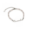 White Quartz Beaded Name Bracelet (Silver)