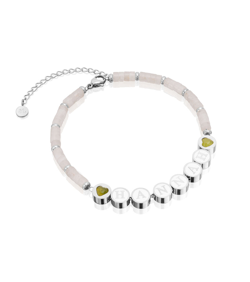 White Quartz Custom Beaded Bracelet (Silver)