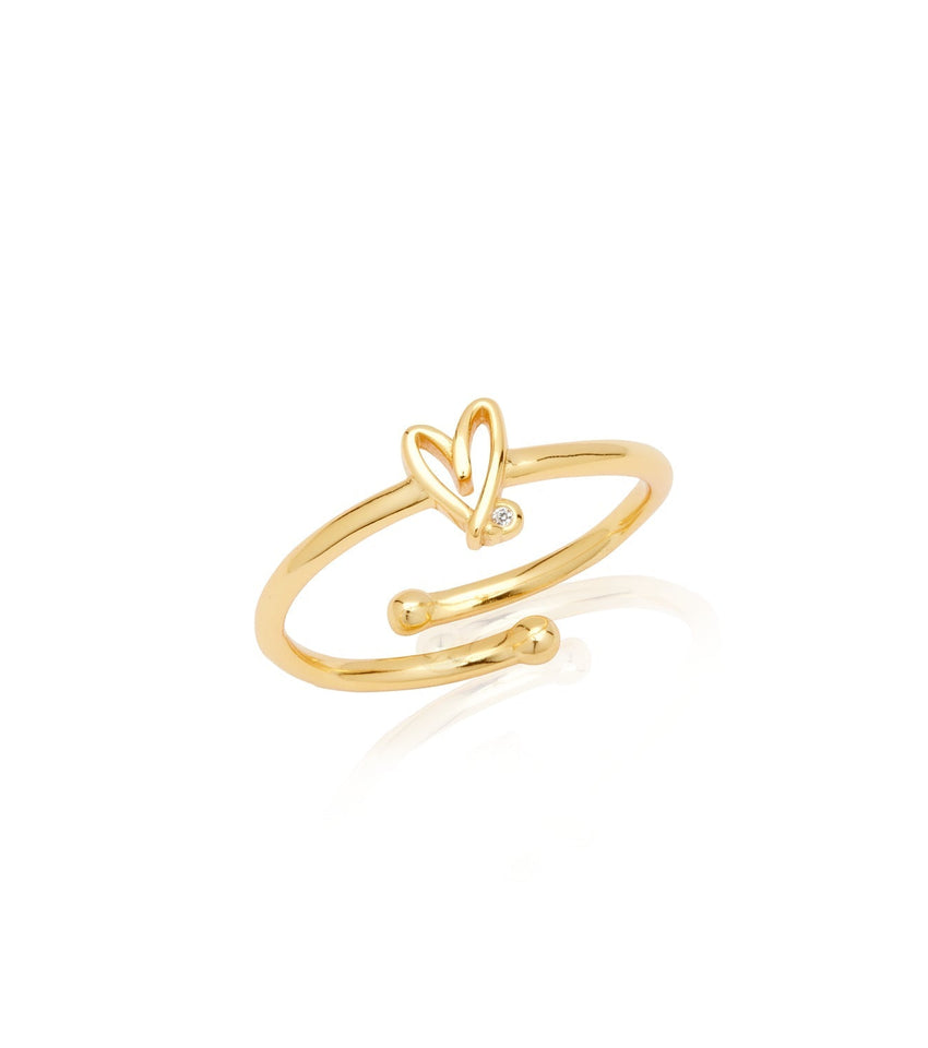 Stories Doodle Heart Birthstone Ring (Gold)