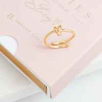 Stories Doodle Heart Birthstone Ring (Gold)