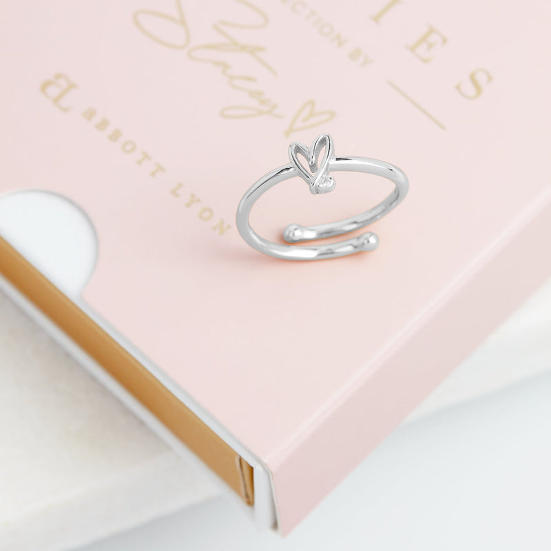 Stories Doodle Heart Birthstone Ring (Silver)