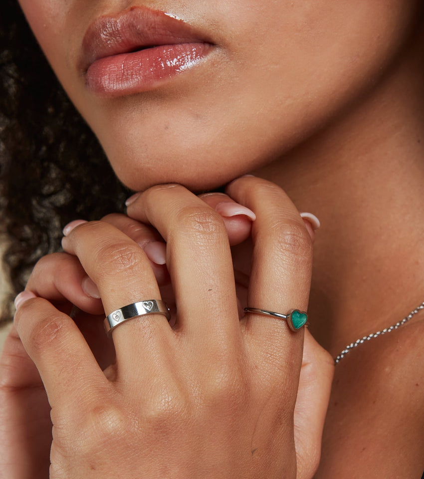 Crystal Heart Ring (Silver)