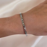 Custom Crystal Name Bangle (Silver)