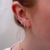 Sterling Silver Mini Starburst Crystal Earrings (Gold)