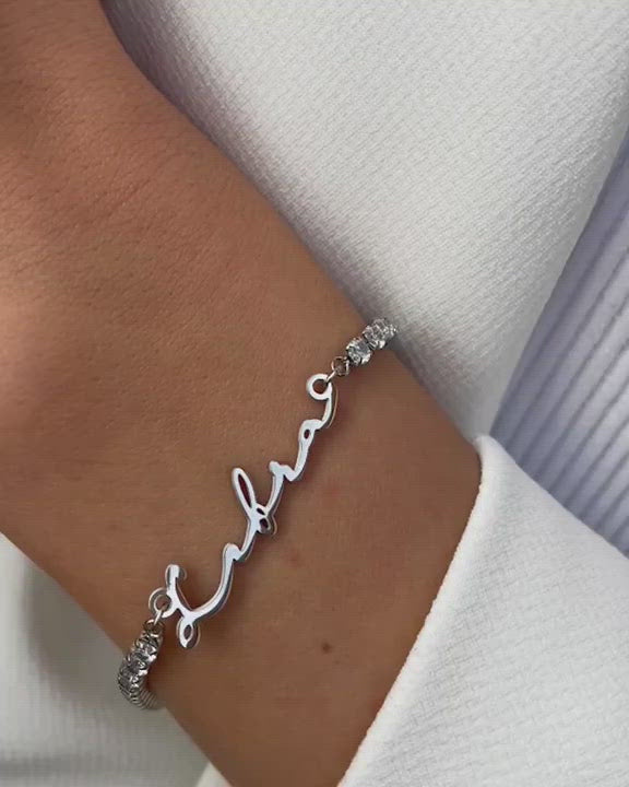 Personalized Arabic Custom Name Bracelet Cuff Bangle with Heart | eBay