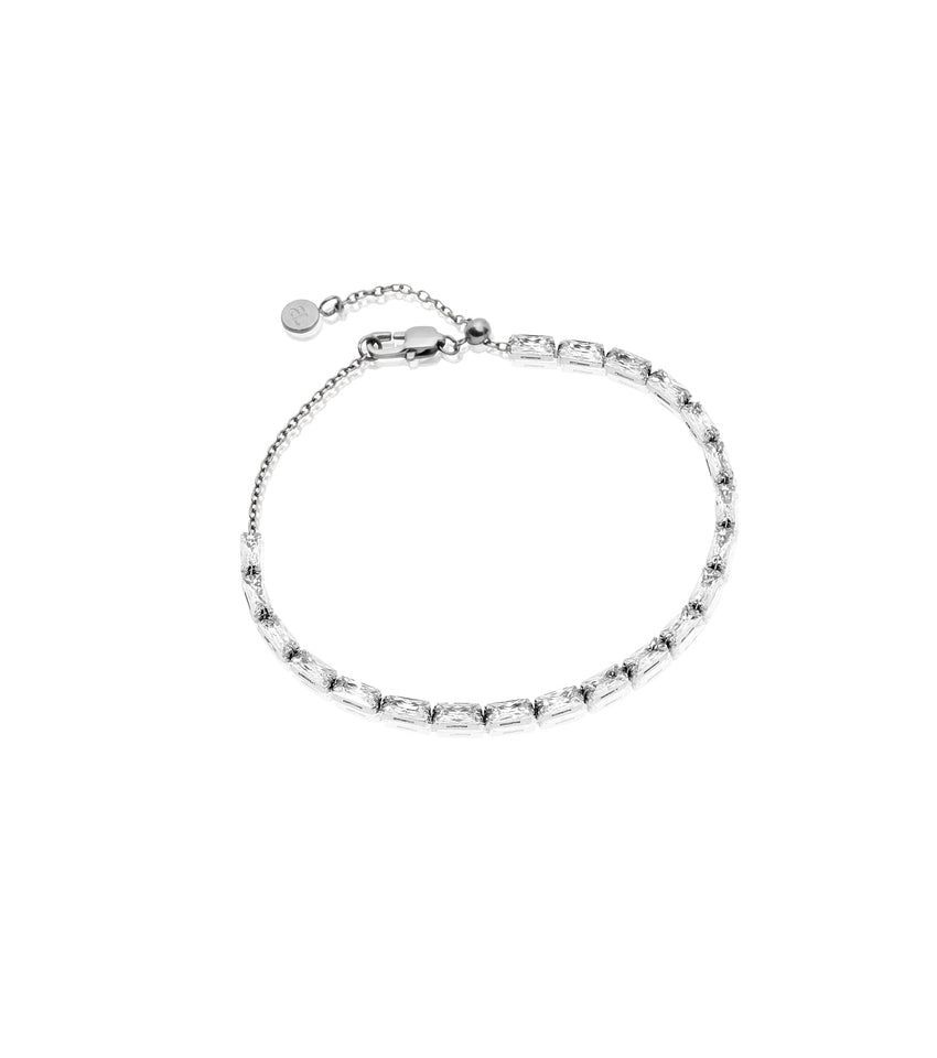 Baguette Cut Tennis Bracelet (Silver)