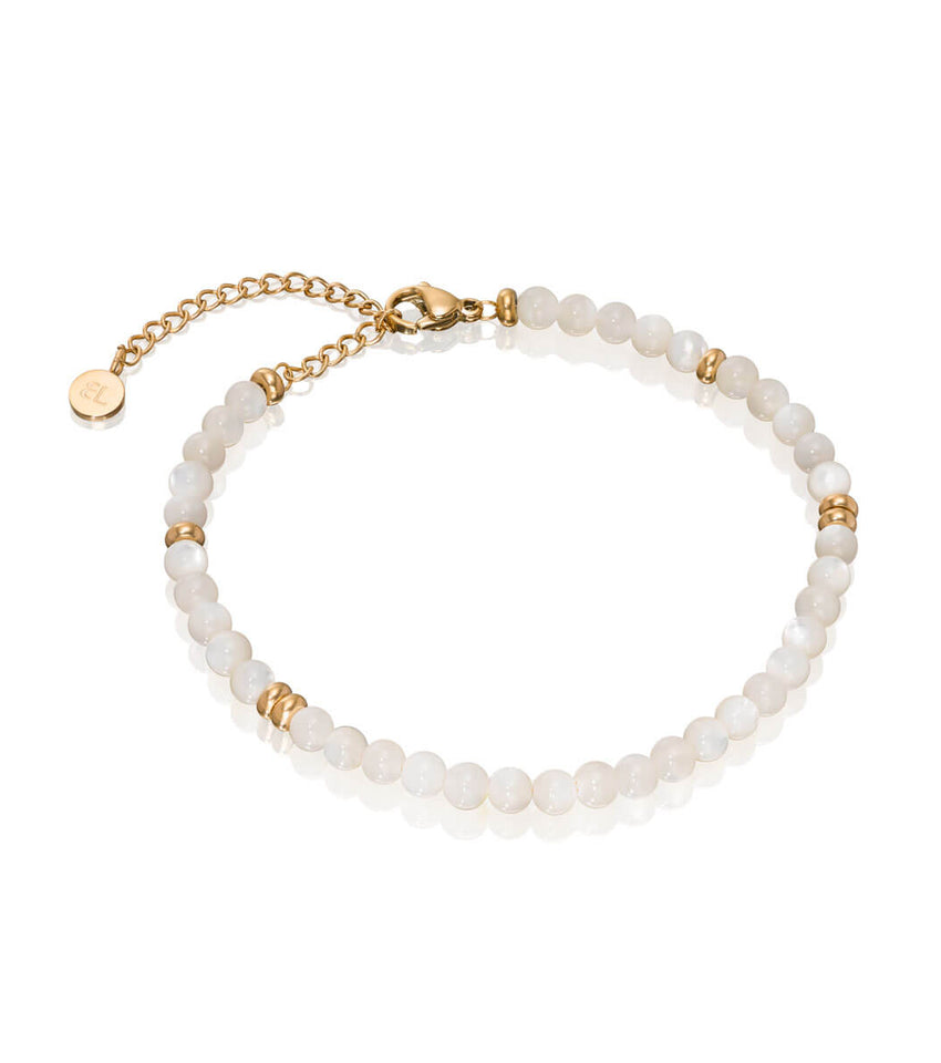 Birthstone Beaded Bracelet (Gold)