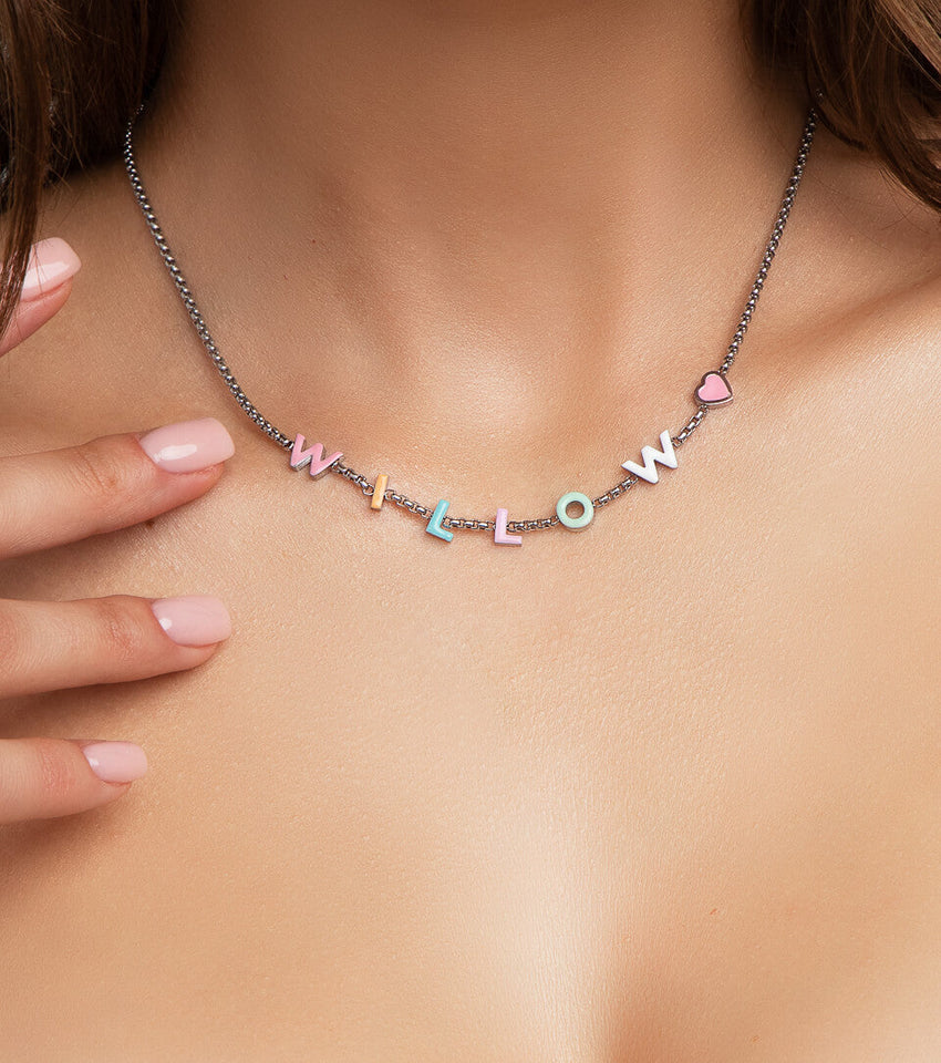 Custom Enamel Name Necklace