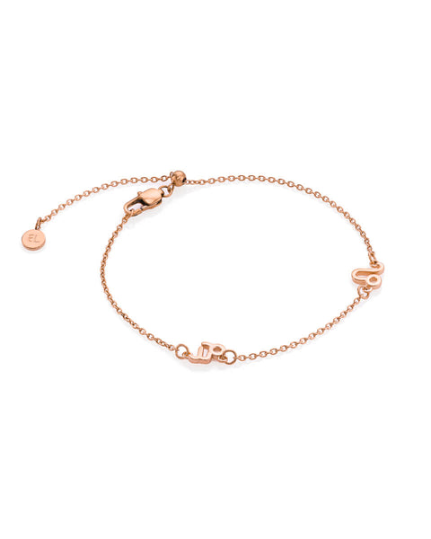 Rose gold plated link chain bracelet with heart motif -