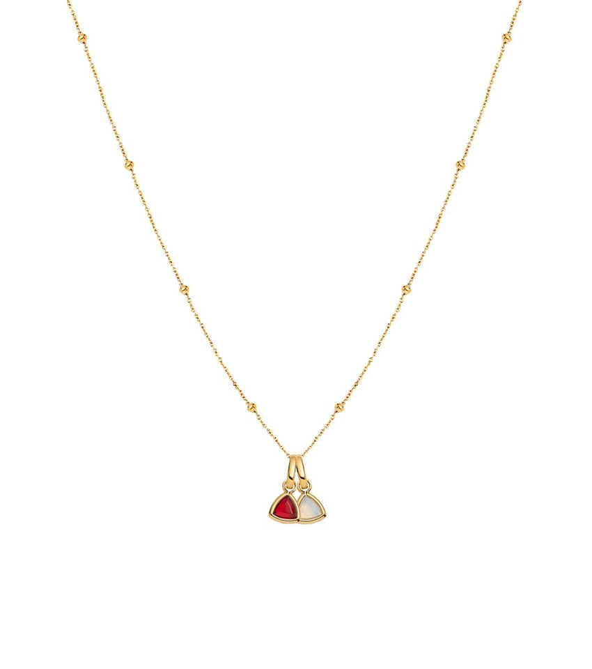 Droplet Birthstone Sphere Chain Necklace (Gold)