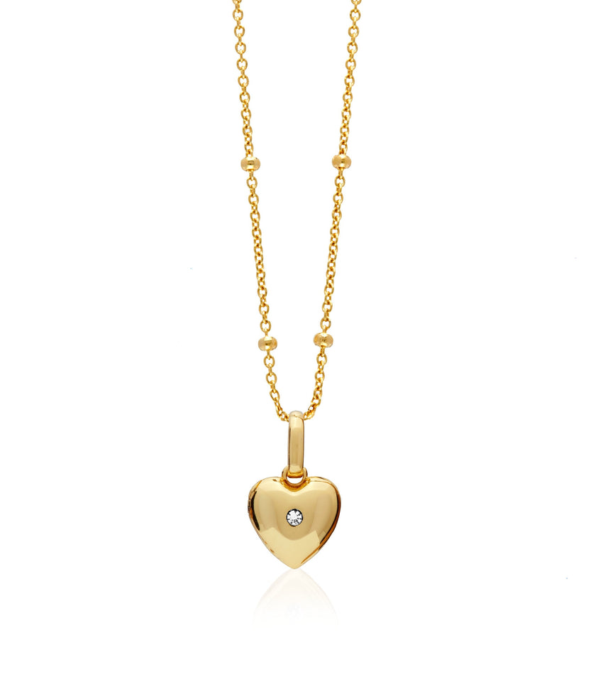 Heart Photo Locket Sphere Necklace (Gold)