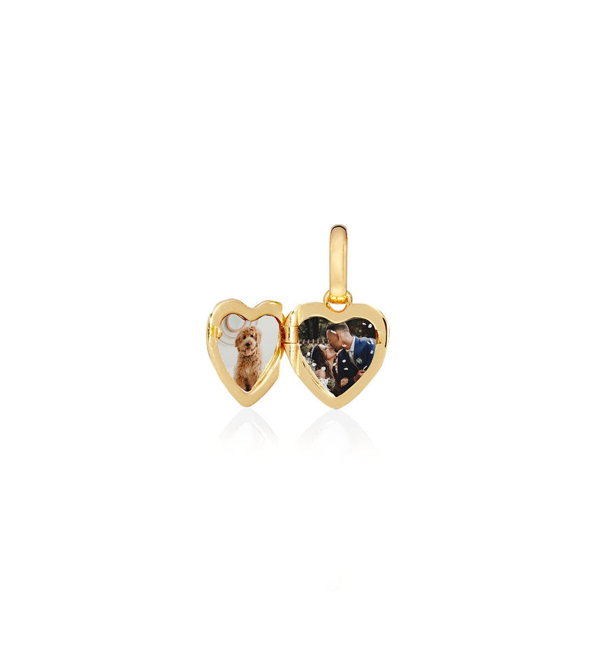 Heart Photo Locket Sphere Necklace (Gold)