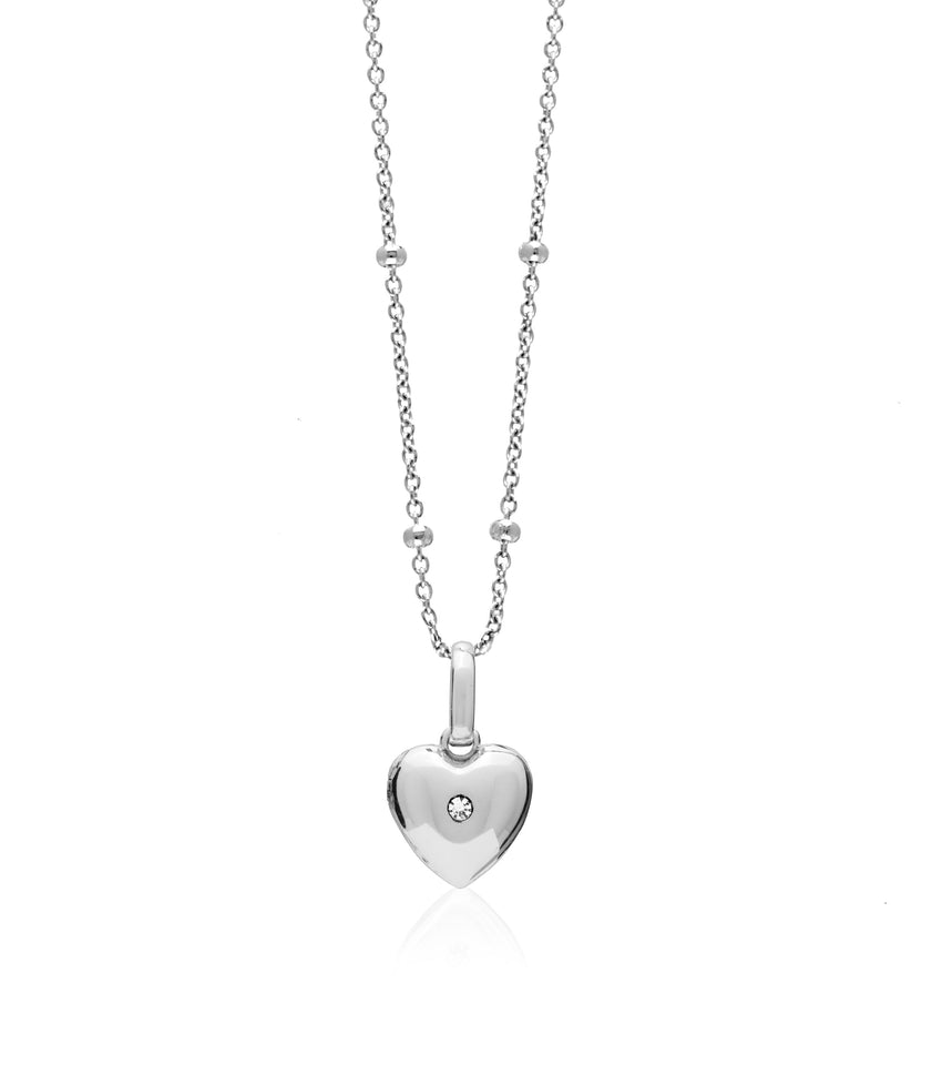 Heart Photo Locket Sphere Necklace (Silver)