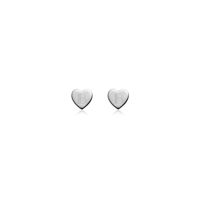 Sterling Silver Heart Stud Earrings (Silver)