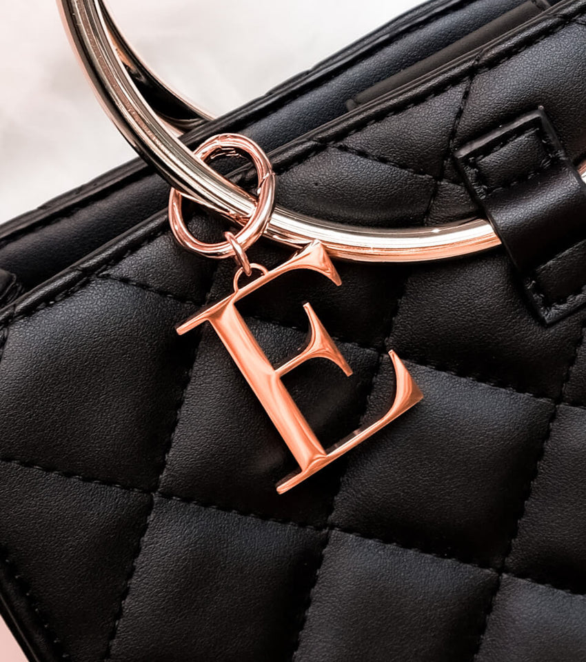 Metal Letter Key Ring (Rose Gold)