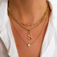Mini Heart Birthstone & Initial Layered Set (Gold)
