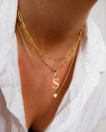Mini Heart Birthstone & Initial Layered Set (Gold)