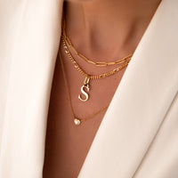Mini Heart Birthstone & Initial Layered Set (Gold)