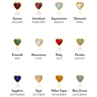 Mini Heart Birthstone & Initial Layered Set (Gold)