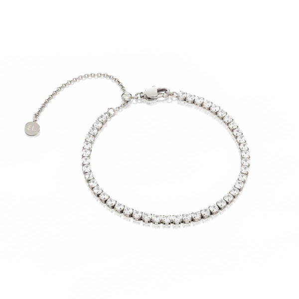 Matrix Tennis bracelet, Round cut, White, Rhodium plated | Swarovski