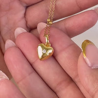 Heart Photo Locket Sphere Necklace (Gold)