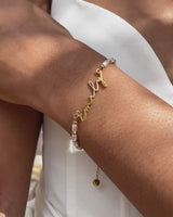 Pearl Chain Signature Name Bracelet (Gold)