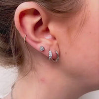 Sterling Silver Huggie Hoop Earrings (Silver)