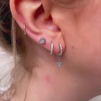Sterling Silver Mini Starburst Crystal Earrings (Silver)