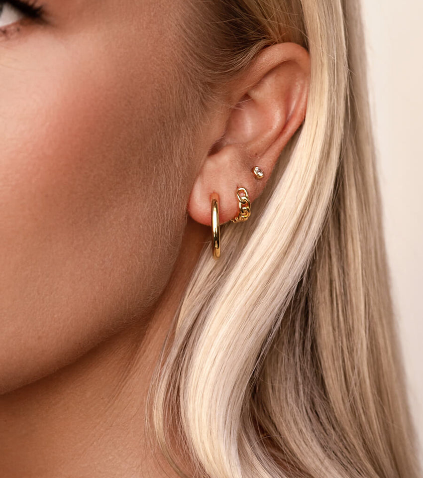 Sterling Silver Classic Hoop Earrings (Gold)