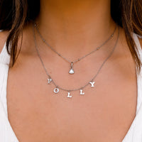 Mini Hanging Letter Name Necklace (Silver)