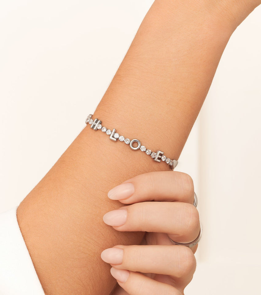 Crystal Fixed Charm Bracelet (Silver)