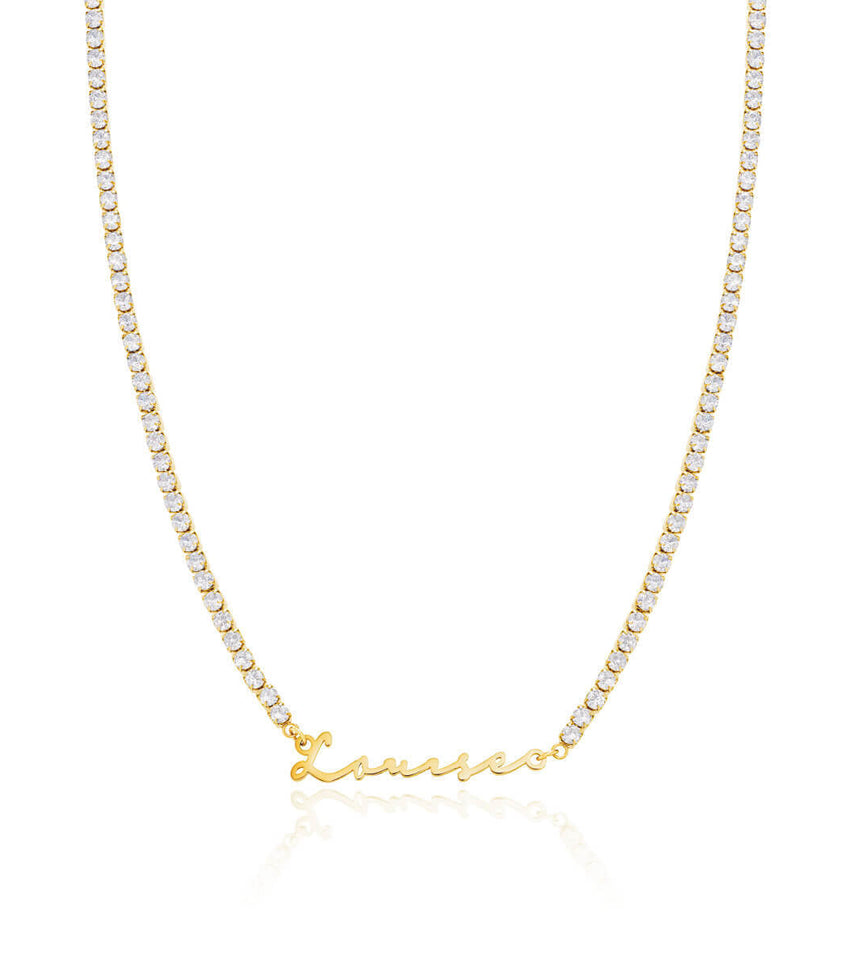 Signature Name Tennis Necklace (Gold)