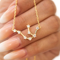 Sterling Silver Crystal Zodiac Necklace (Gold)