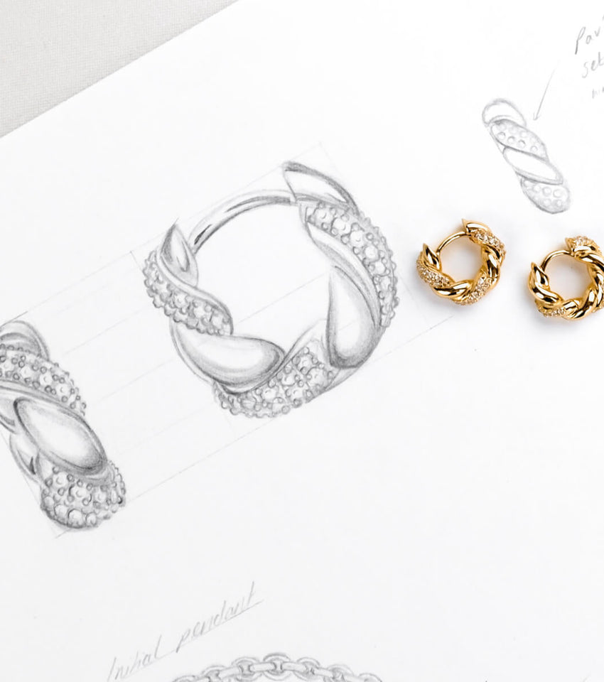 Sterling Silver Crystal Mini Twisted Hoops (Gold)