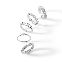 Sterling Silver Crystal Link Chain Ring (Silver)