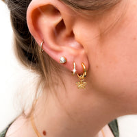 Sterling Silver Crystal Stud Earrings (Gold)